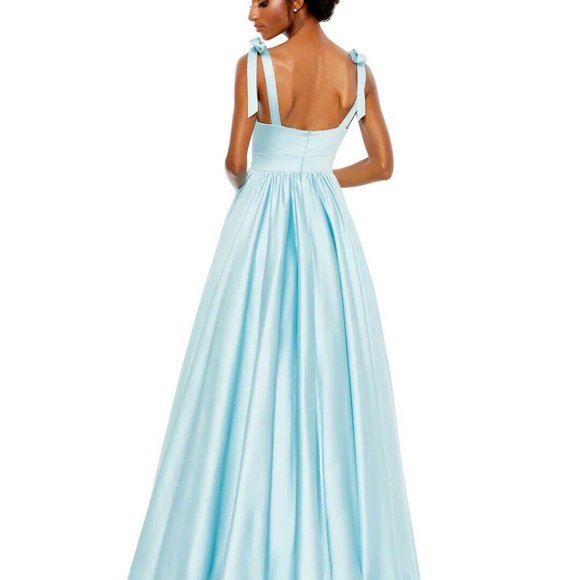 NWT MAC DUGGAL TIE SHOULDER SWEETHEART GOWN POCKETS POWDER BLUE 10 67981 - Picture 4 of 5
